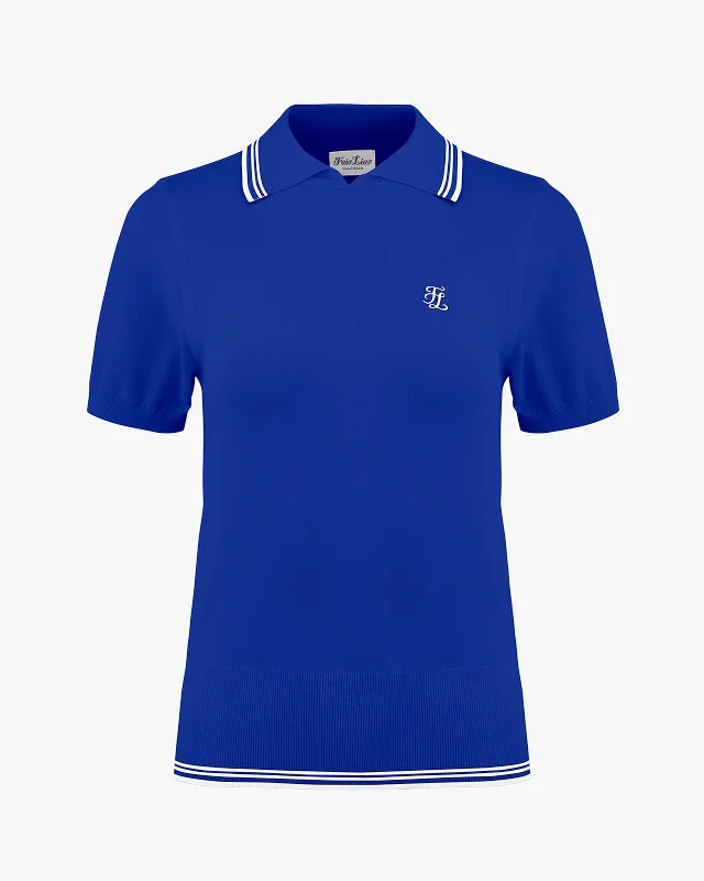 Contrast line short sleeve knit - Blue