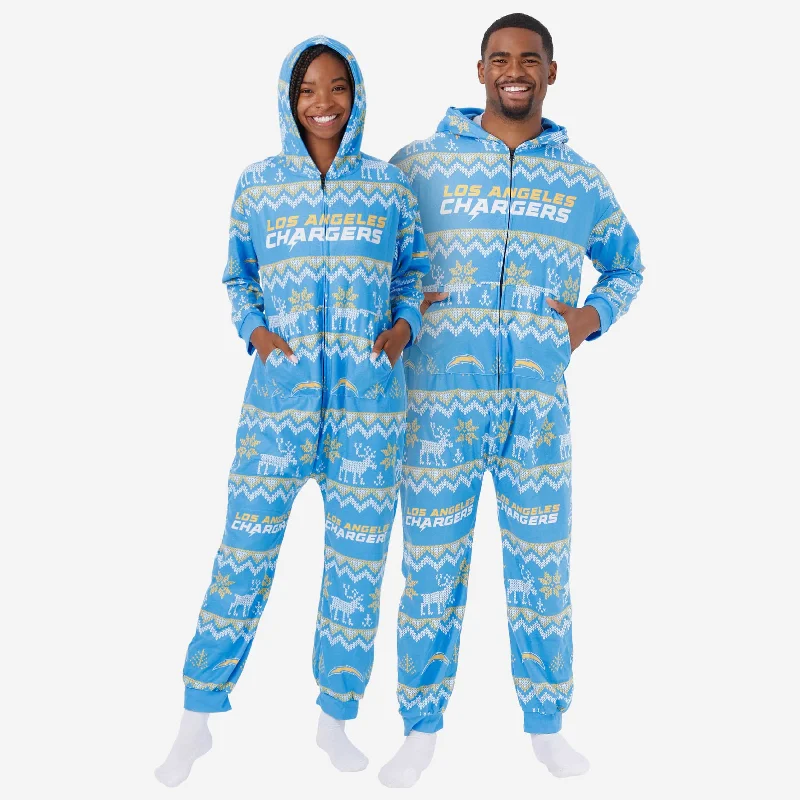 Los Angeles Chargers Ugly Pattern One Piece Pajamas