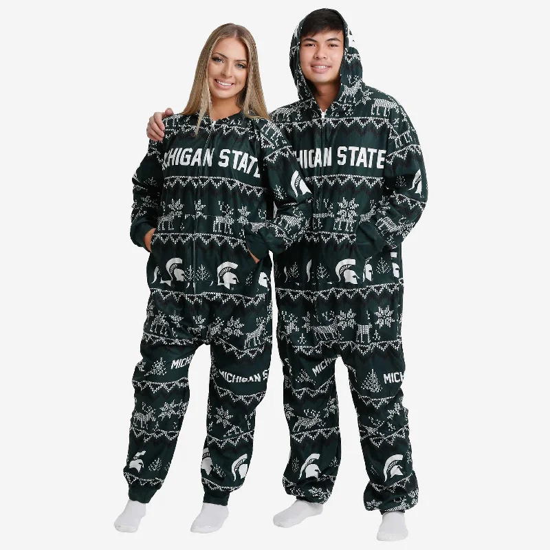 Michigan State Spartans Ugly Pattern One Piece Pajamas