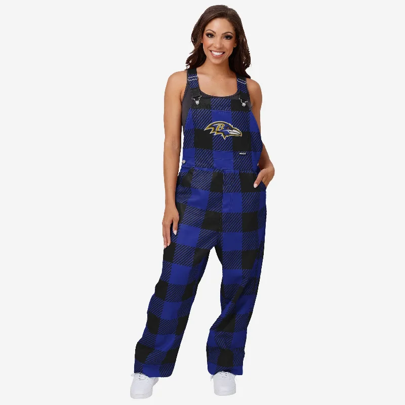 Baltimore Ravens Womens Plaid Bib Overalls