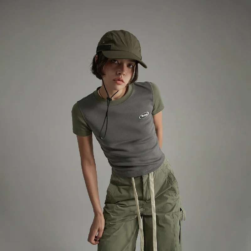 Color Contrast Basic Cropped T-Shirt