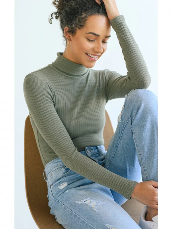 Multi Ribbed Turtleneck Bodysuit (FWT1306)