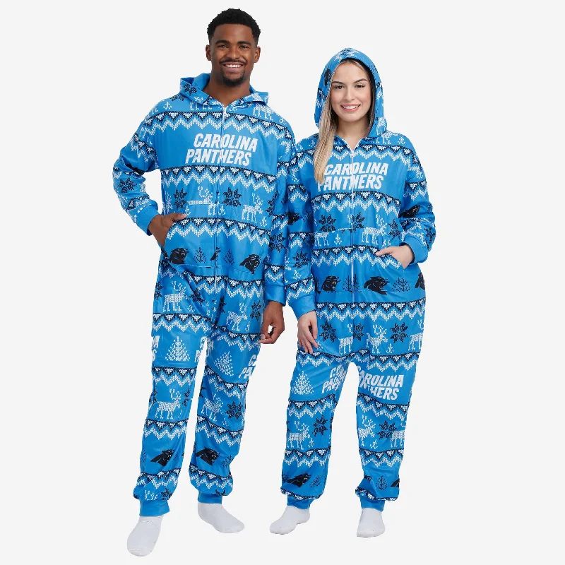 Carolina Panthers Ugly Pattern One Piece Pajamas