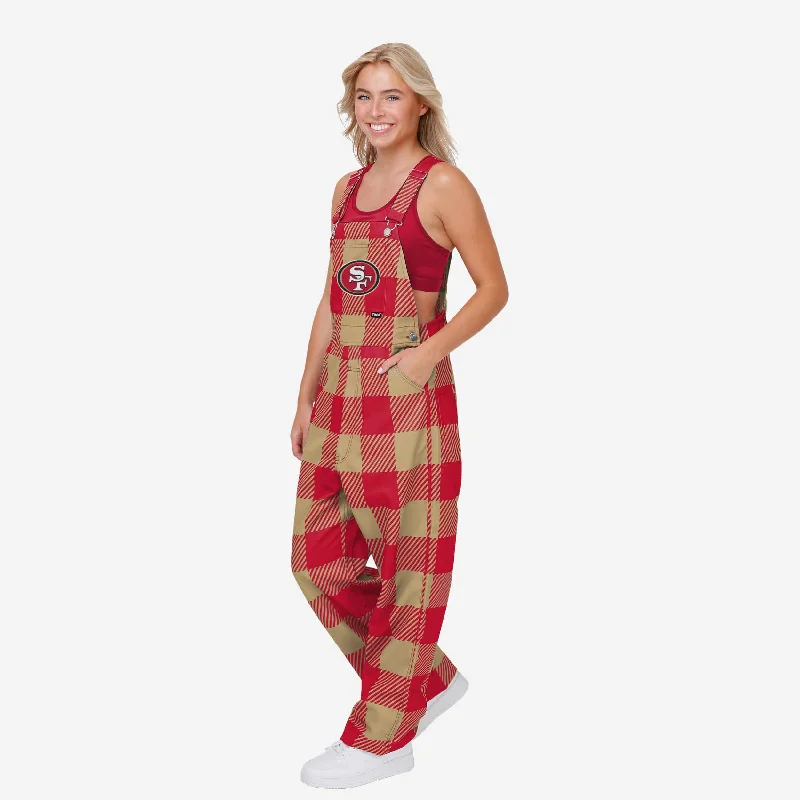 San Francisco 49ers Womens Plaid Bib Overalls