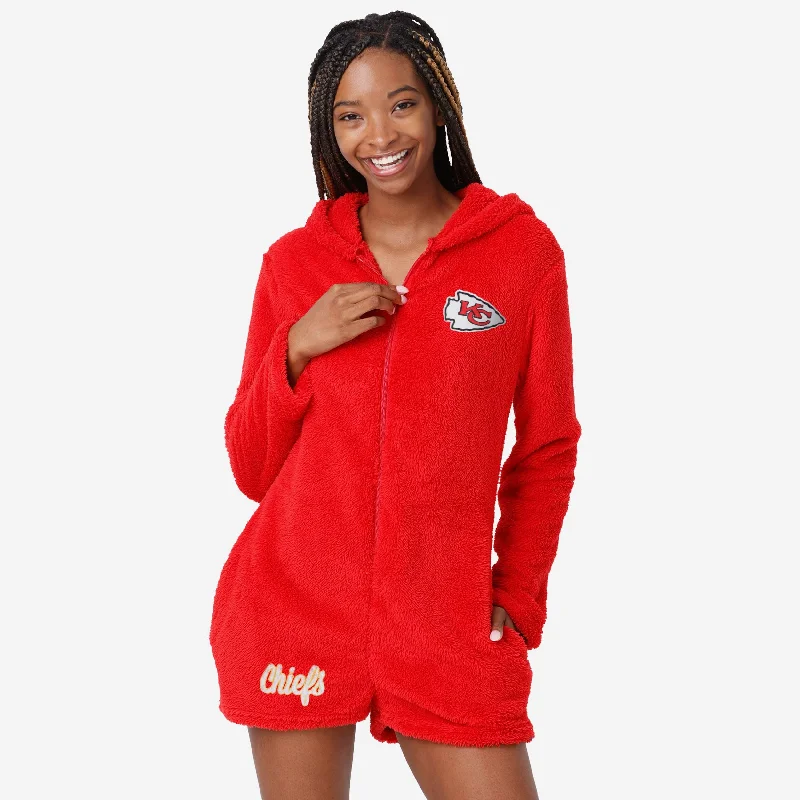 Kansas City Chiefs Womens Short Cozy One Piece Pajamas