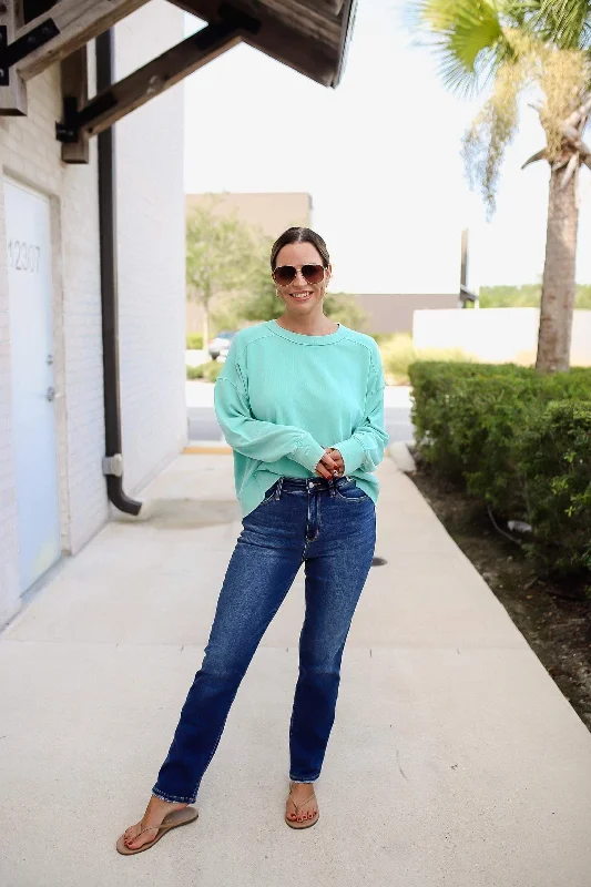 Estelle High Waist Thermal Straight Jeans